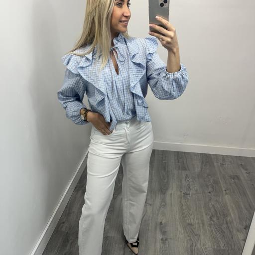 Pantalón Wide Leg Blanco de Tiro Alto Súper Elástico