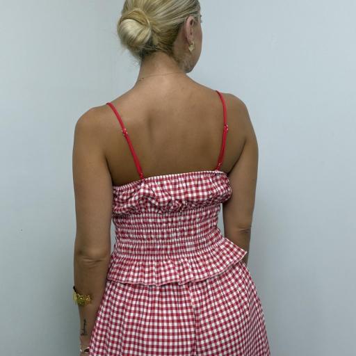 Conjunto Vichy Top y Pantalón Fluido Rojo [1]