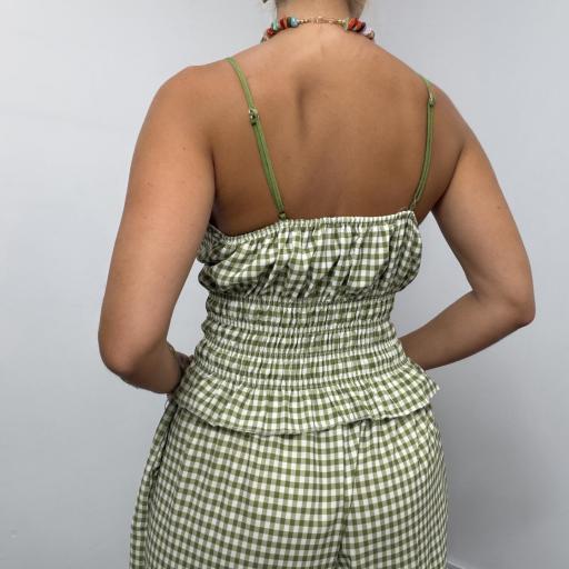 Conjunto Vichy Top y Pantalón Fluido Verde [1]