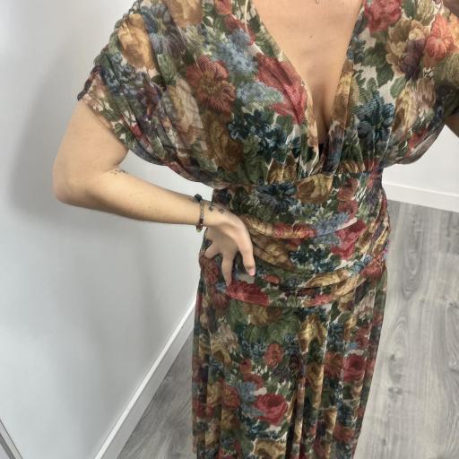 Vestido midi floral amarillo elegante Invitada Verde [1]