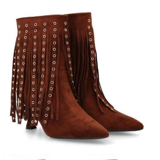 Botines boho marrones con flecos Y tachuelas [1]