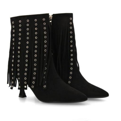 Botines boho  con flecos Y tachuelas negro [1]
