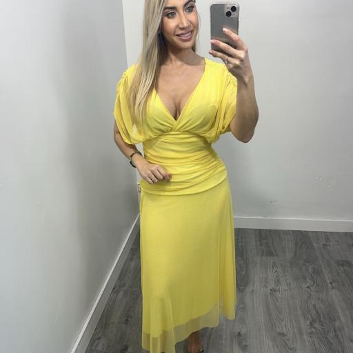 Vestido Elegante Verde Cataleya Invitadas Amarillo