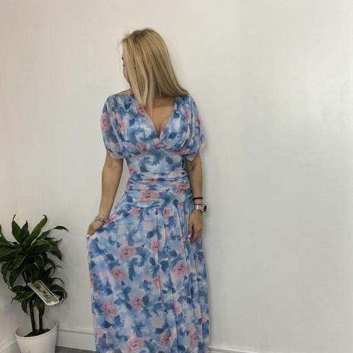 Vestido Mujer  Midi Estampado Floral Cataleya Celeste [2]