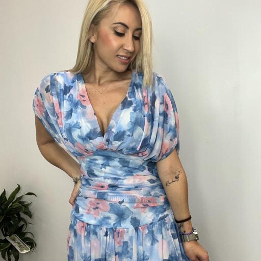 Vestido Mujer  Midi Estampado Floral Cataleya Celeste [0]