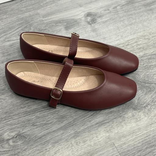 Zapatos Planos mujer estilo  Bailarina burdeos [1]