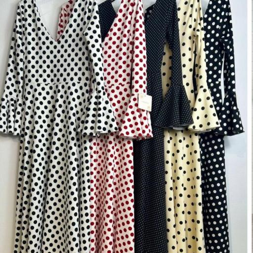   Vestido Bata Rociera Mujer Triana Flamenca topos [1]