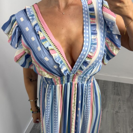 Vestido Mujer  Amazonas Largo Estampado Azul [1]
