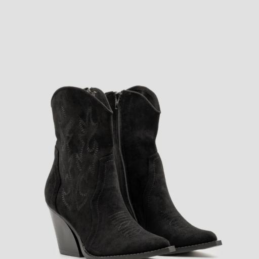 Botines cowboy de serraje Haul Negro [0]