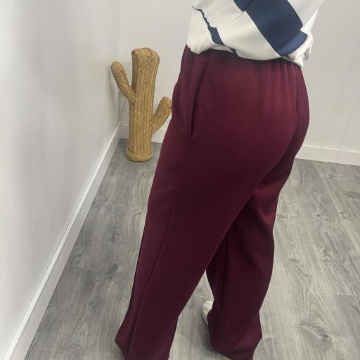 Pantalón Mujer Seul con Pinzas – Estilo Casual Chic Burdeos [2]