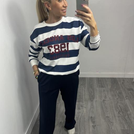 Pantalón Mujer Seul con Pinzas – Estilo Casual Chic marino