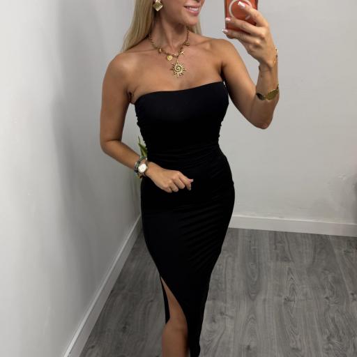 Vestido Mónaco Palabra de Honor Midi Negro