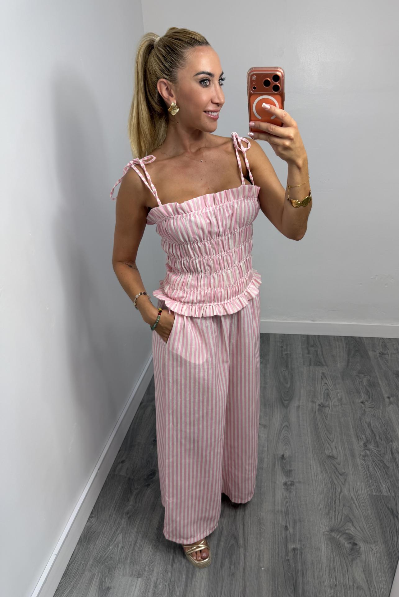 Conjunto Alice de Rayas Rosa para Mujer