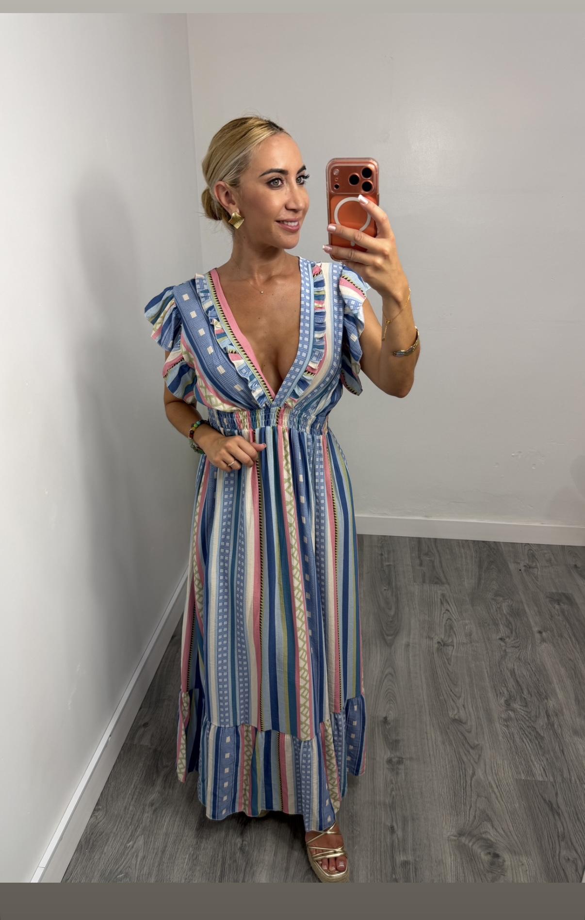 Vestido Mujer Amazonas Largo Estampado Azul