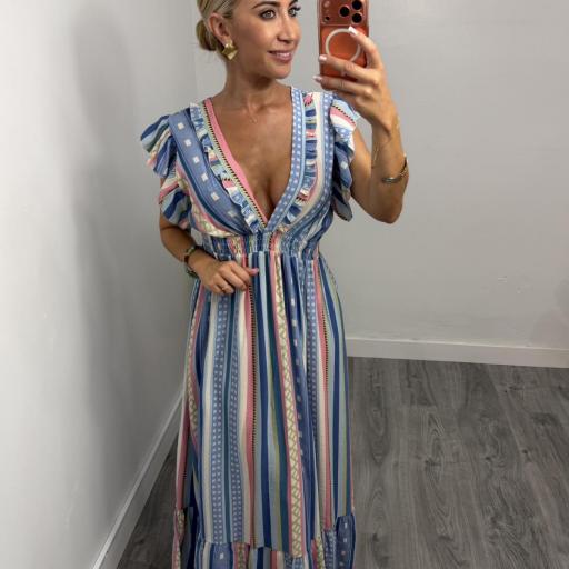 Vestido Mujer  Amazonas Largo Estampado Azul [0]