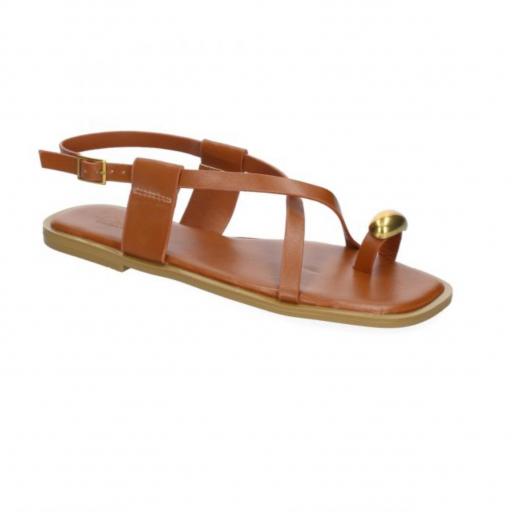 Sandalias Planas de Mujer Lassy Camel [2]