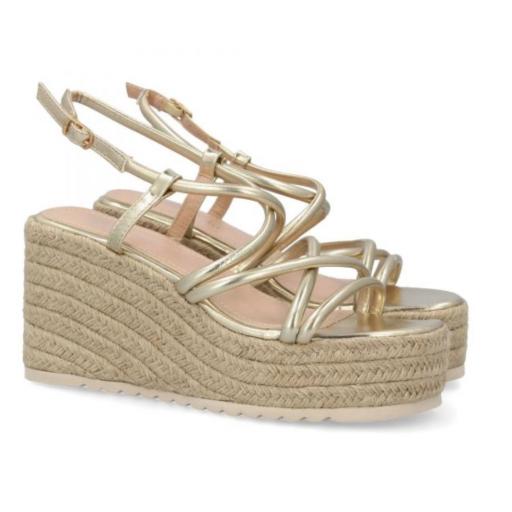 Sandalias de cuña de yute Elise Oro