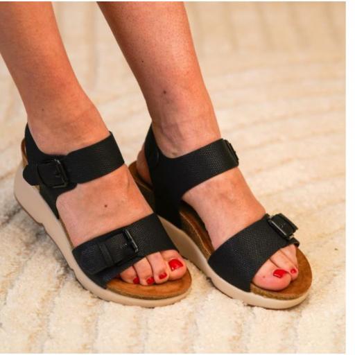 Sandalia de cuña para Mujer con Planta Bio Negro [2]