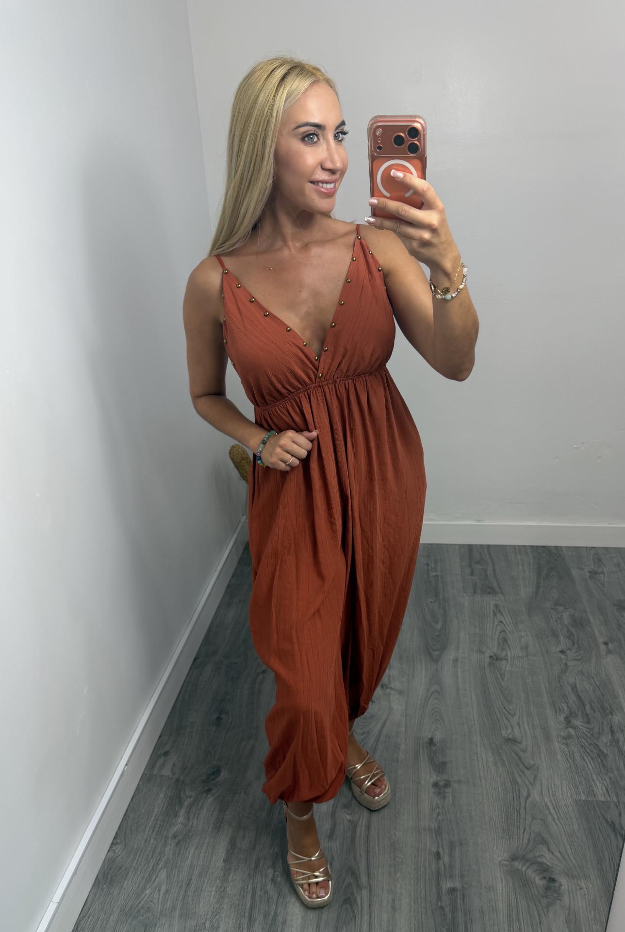 Mono Sorni | Mono Largo Elegante y Cómodo para Mujer Teja