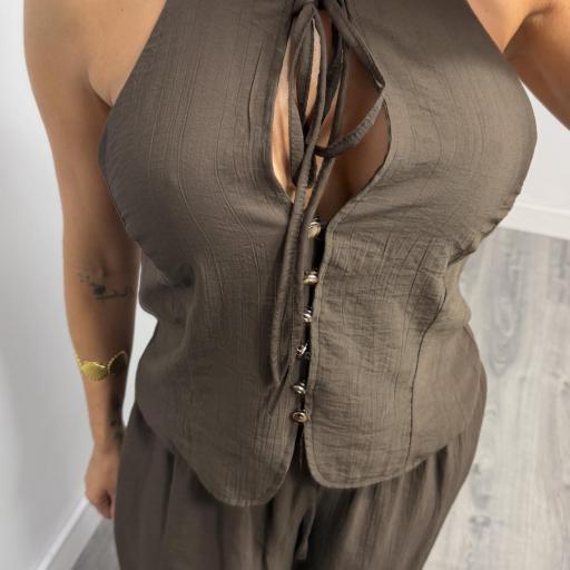 Conjunto Sicilia Halter Marrón para Mujer [1]