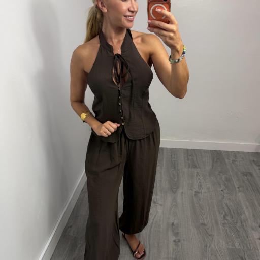 Conjunto Sicilia Halter Marrón para Mujer