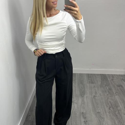 Pantalón Palazzo Negro de Cintura Alta