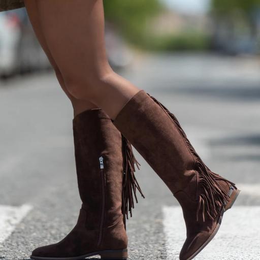 Botas Altas Marrones con Flecos Casilda