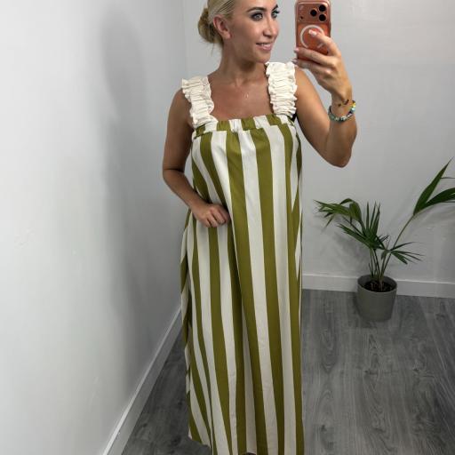 Vestido Matilda Largo de Rayas con Espalda Abierta y Lazo – Vestido Verano Mujer Verde [0]