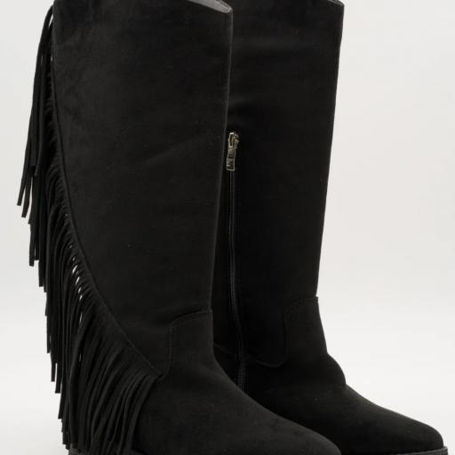 Botas Altas  con Flecos Casilda negro [1]