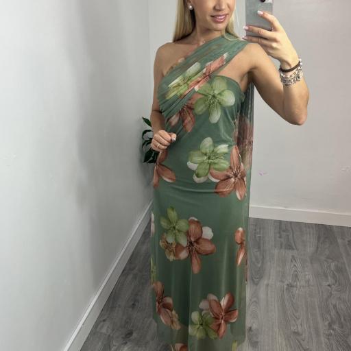 Vestido Midi Mujer Estampado Priscila Verde [1]
