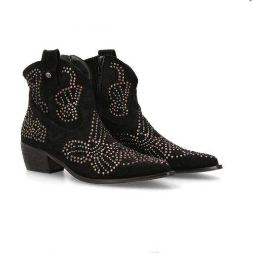 Botín campero con tachuelas para mujer negro [1]