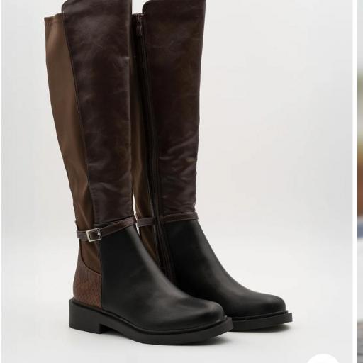 Botas altas mujer combinadas en cuero Cora Serpiente  [1]