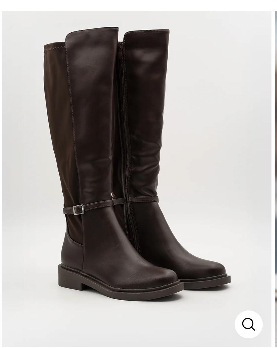 Botas altas mujer combinadas en cuero Cora Marrón