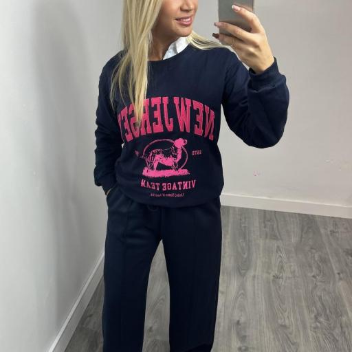 Sudadera mujer New Jersey” Moda casual Marino