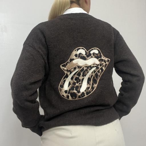 Rebeca marrón con parche Rolling estilo leopardo [2]