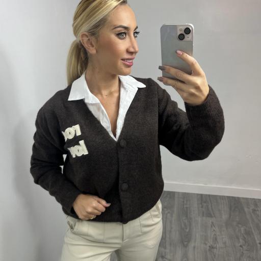 Rebeca marrón con parche Rolling estilo leopardo [0]