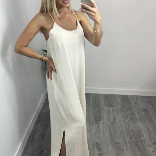 Vestido Mujer Largo Marfil Beige