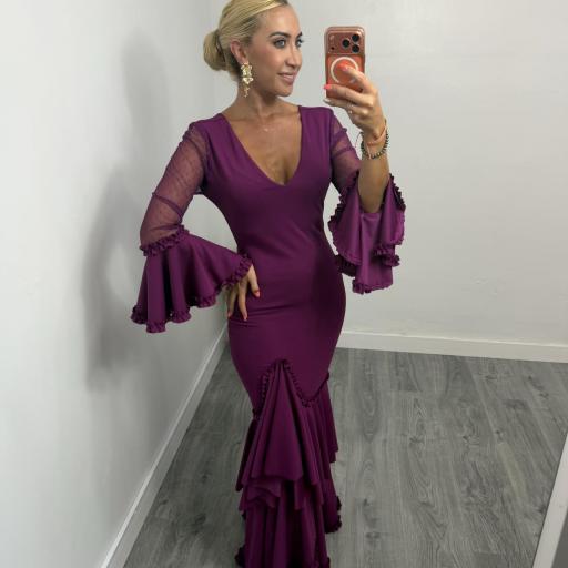 Vestido de Flamenca Alhambra con Manga de Plumeti y Volantes Mujer [2]