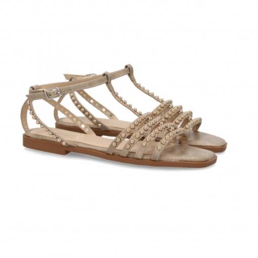 Sandalias Planas de Mujer, con adornos brillantes  Chiara Kaki