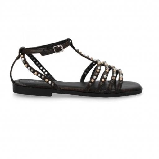 Sandalias Planas de Mujer, con adornos brillantes  Chiara Negro [0]
