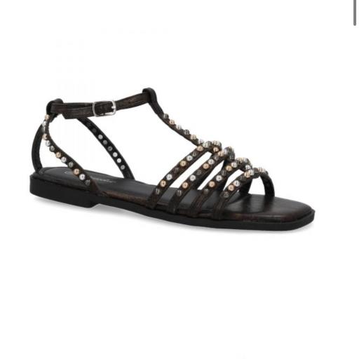 Sandalias Planas de Mujer, con adornos brillantes  Chiara Negro [2]
