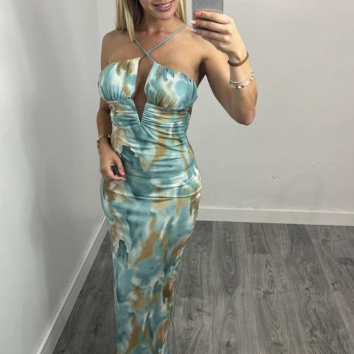 Vestido Midi Mujer Creta Agua Marina