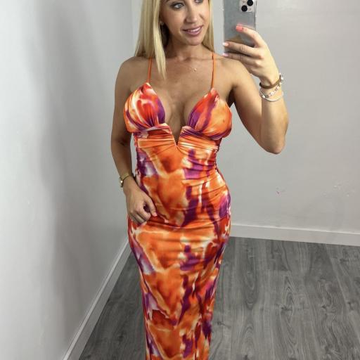 Vestido Midi Mujer Creta Naranja 