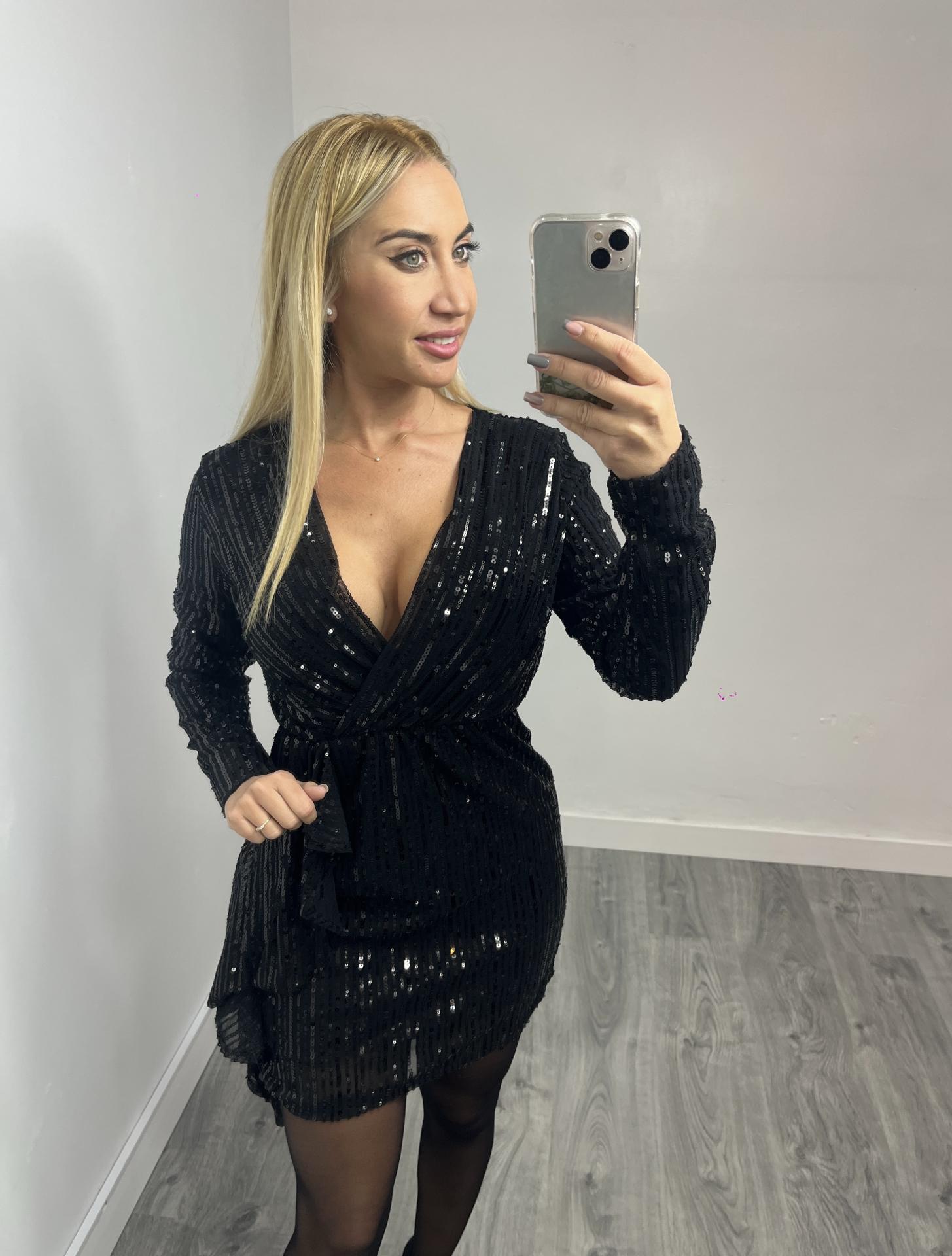 Vestido Negro Fiesta Lentejuelas