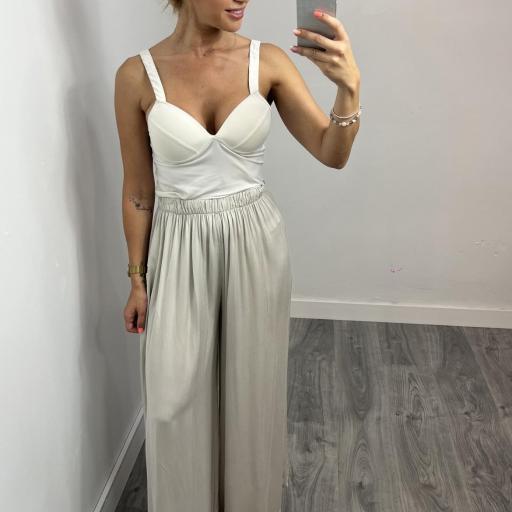 Pantalón  Mujer Fluido Ancho Xeik Beige