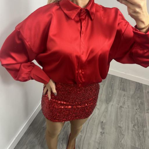 Blusa de Satén Mujer Rojo [1]