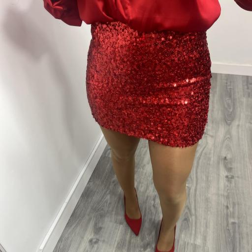 Falda de Lentejuelas Mujer Rojo [1]