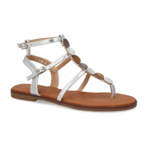 Sandalia de esclava para mujer Cleo Plata [1]