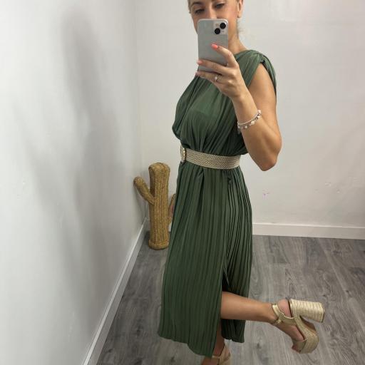 Vestido Mujer Plisado Naomi verde [2]