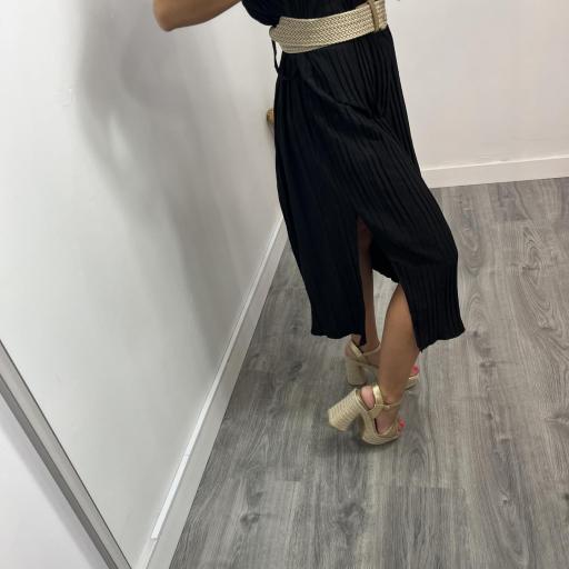 Vestido Mujer Plisado negro [2]